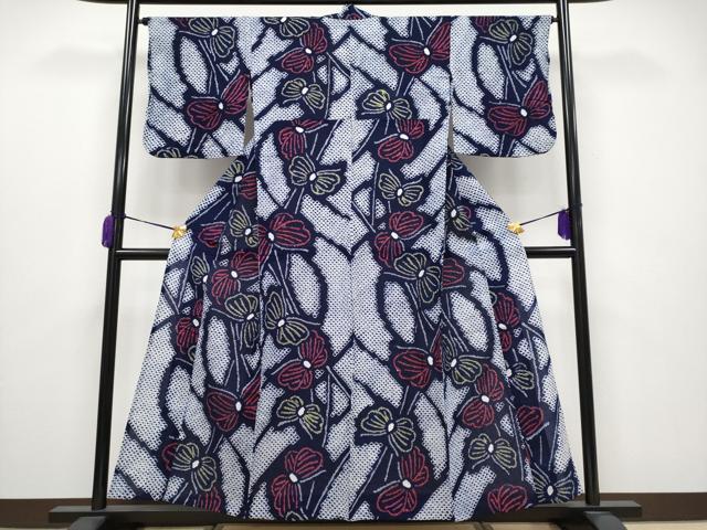 平和屋着物∴極上 夏物 浴衣 有松鳴海絞り 舞蝶文 綿 逸品 CYAA3658s5