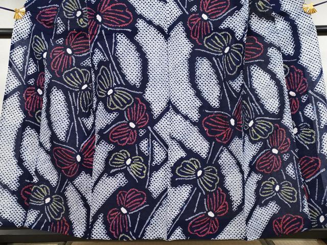 平和屋着物∴極上 夏物 浴衣 有松鳴海絞り 舞蝶文 綿 逸品 CYAA3658s5