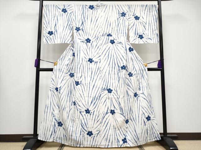 平和屋本店∴極上 夏物 浴衣 有松鳴海絞り 綿紅梅 舞花文 綿 逸品 未使用 CYAA3659s5