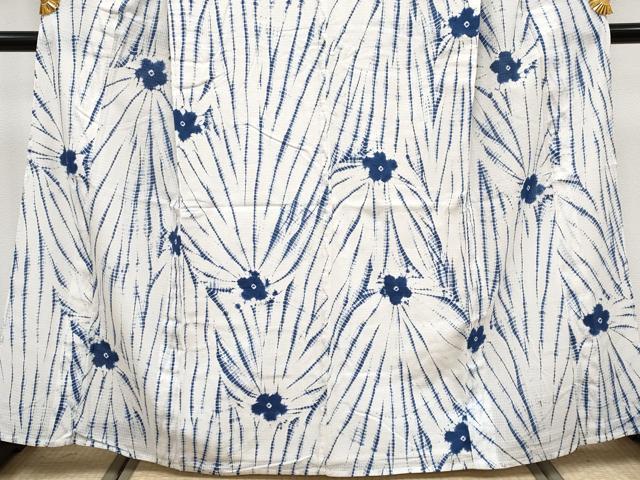 平和屋本店∴極上 夏物 浴衣 有松鳴海絞り 綿紅梅 舞花文 綿 逸品 未使用 CYAA3659s5