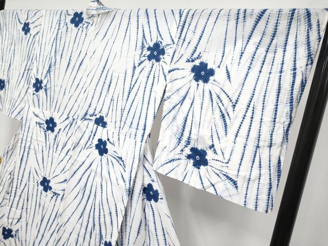 平和屋本店∴極上 夏物 浴衣 有松鳴海絞り 綿紅梅 舞花文 綿 逸品 未使用 CYAA3659s5