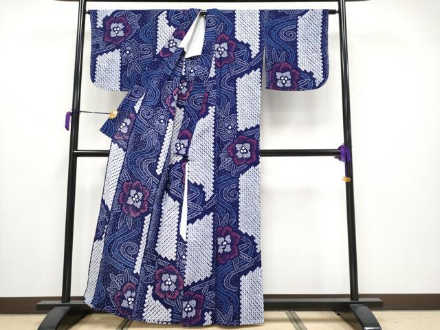平和屋着物∴極上 夏物 浴衣 有松鳴海絞り 流水花文 綿 逸品 未使用 CYAA3664s5
