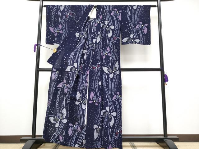 平和屋着物∴極上 夏物 浴衣 有松鳴海絞り 舞蝶文 綿 逸品 未使用 CYAA3669s5