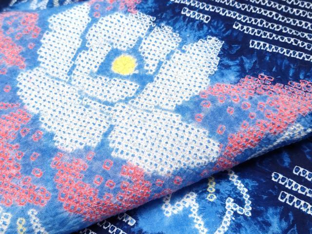 平和屋着物∴極上 夏物 浴衣 有松鳴海絞り 牡丹 綿 逸品 CYAA3677s5