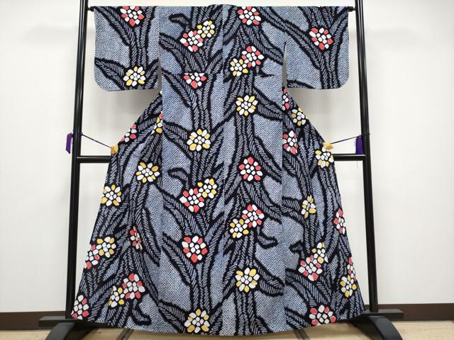 平和屋着物∴極上 夏物 浴衣 有松鳴海絞り 草花文 綿 逸品 CYAA3678s5
