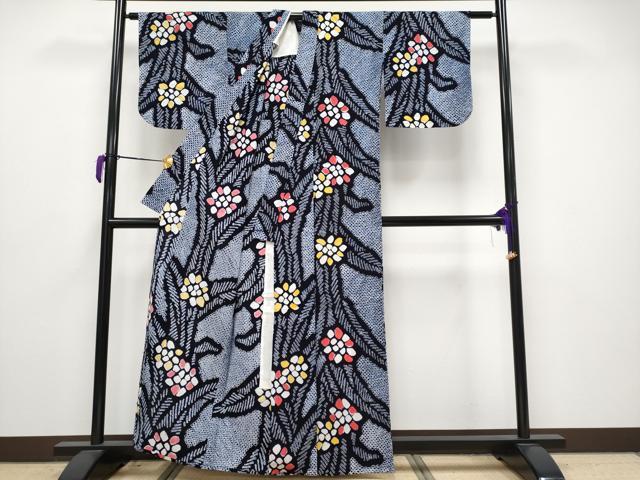 平和屋着物∴極上 夏物 浴衣 有松鳴海絞り 草花文 綿 逸品 CYAA3678s5