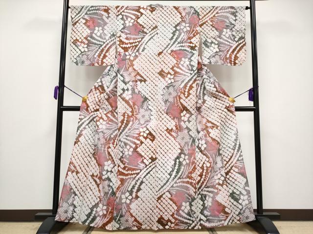 平和屋着物∴極上 夏物 浴衣 有松鳴海絞り 舞花文 綿 逸品 未使用 CYAA3679s5