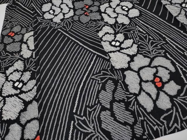 平和屋着物∴極上 夏物 浴衣 有松鳴海絞り 牡丹 黒地 綿 逸品 CYAA3683s5