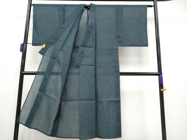 平和屋着物*極上 夏物 男性 本場小千谷ちぢみ 色無地 褐返色 麻 反端付き 逸品 CYAA3690s5
