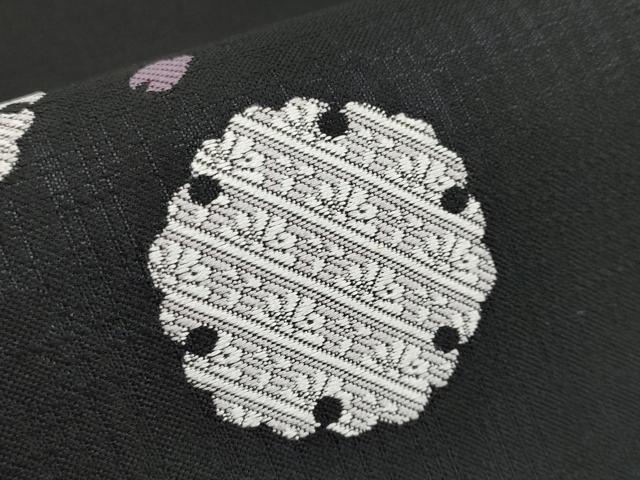 平和屋着物●極上 六通柄袋帯 唐織 雪輪吉祥文 黒地 金糸 逸品 CYAA3761s5