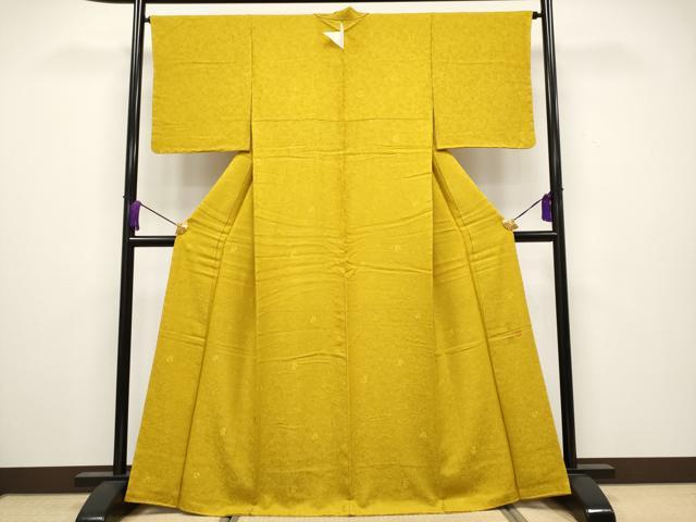 平和屋着物●極上 本加賀友禅作家 由水煌人監修 色無地 蔦の葉地紋 さが美扱い 櫨染色地 逸品 未使用 CYAA3785s5