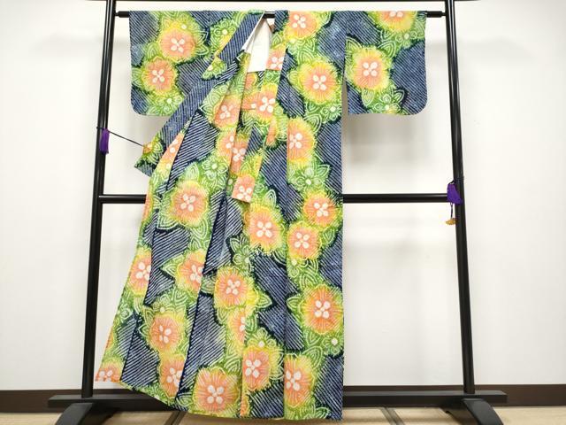 平和屋着物∴極上 夏物 浴衣 有松鳴海絞り 舞花文 綿 逸品 未使用 CYAA3791s5