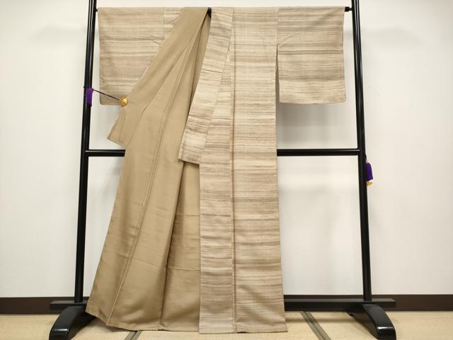 平和屋着物●極上 インド・アッサム 野蚕糸 手織 ムガシルク 横段文 逸品 未使用 CYAA3818s5