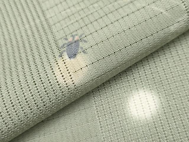 平和屋着物*極上 夏物 小紋 京友禅 紋堅駒絽 変わり絽 蛍暈し ホタル 青白橡色地 逸品 CYAA3829s5