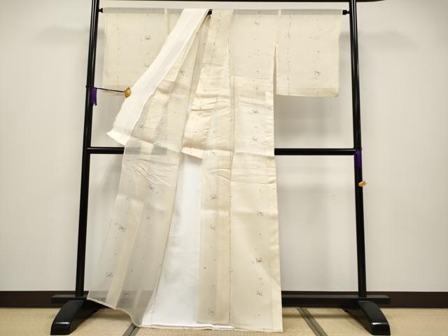 平和屋着物*極上 夏物 絹芭蕉 蟹 カニ 薄香色地 逸品 CYAA3830s5