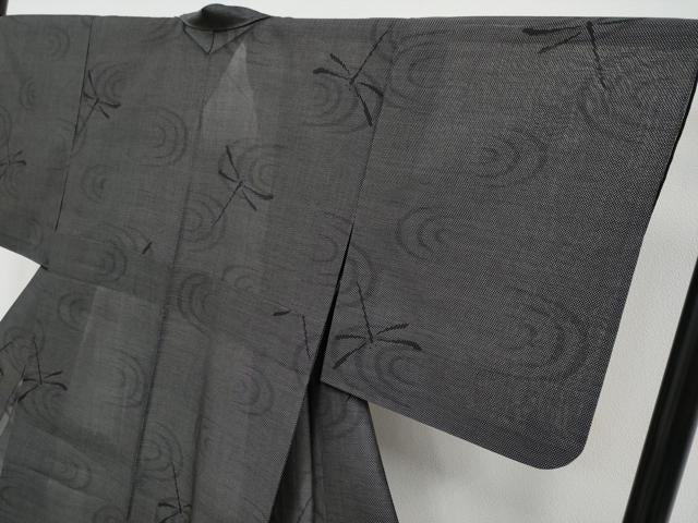 平和屋着物■極上 夏物 本場大島紬 夏大島 9マルキ トンボ 黒地 逸品 CYAA3843s5