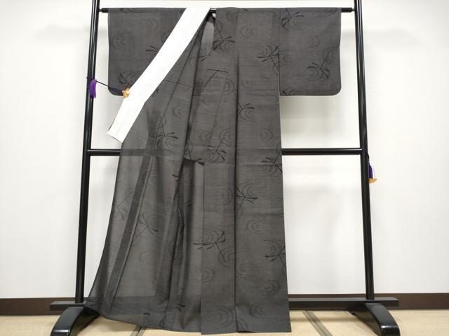 平和屋着物■極上 夏物 本場大島紬 夏大島 9マルキ トンボ 黒地 逸品 CYAA3843s5