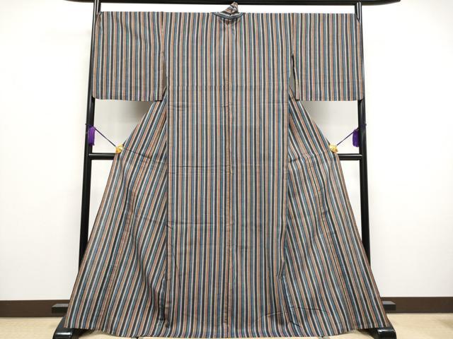 平和屋着物∴極上 夏物 阿波しじら織 浴衣 縞 綿 逸品 CYAA3855s5
