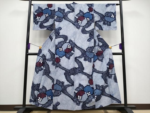 平和屋着物∴極上 夏物 浴衣 有松鳴海絞り 立波花文 綿 逸品 CYAA3878s5