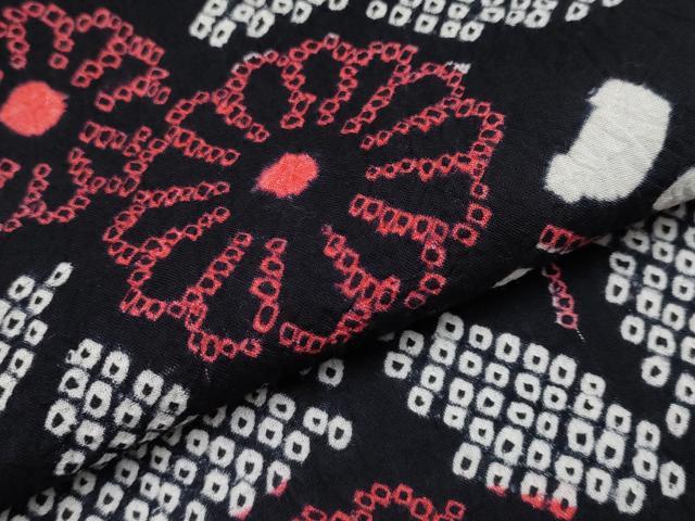 平和屋着物∴極上 夏物 浴衣 有松鳴海絞り 菊唐草文 黒地 綿 逸品 CYAA3884s5