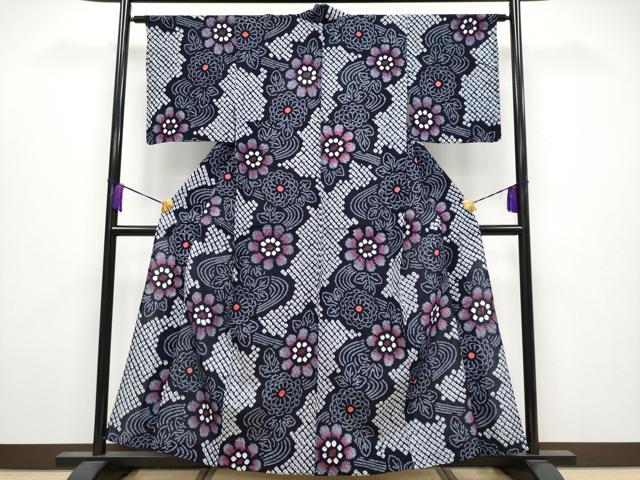 平和屋着物■極上 夏物 浴衣 有松鳴海絞り 流水草花文 綿 逸品 CYAA3893s5