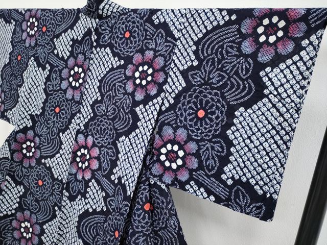 平和屋着物■極上 夏物 浴衣 有松鳴海絞り 流水草花文 綿 逸品 CYAA3893s5