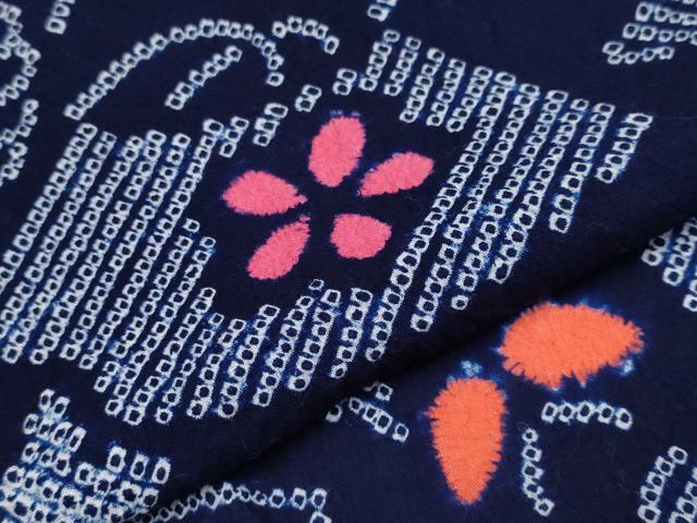 平和屋着物∴極上 夏物 浴衣 有松鳴海絞り 地紙花蝶文 綿 逸品 CYAA3895s5
