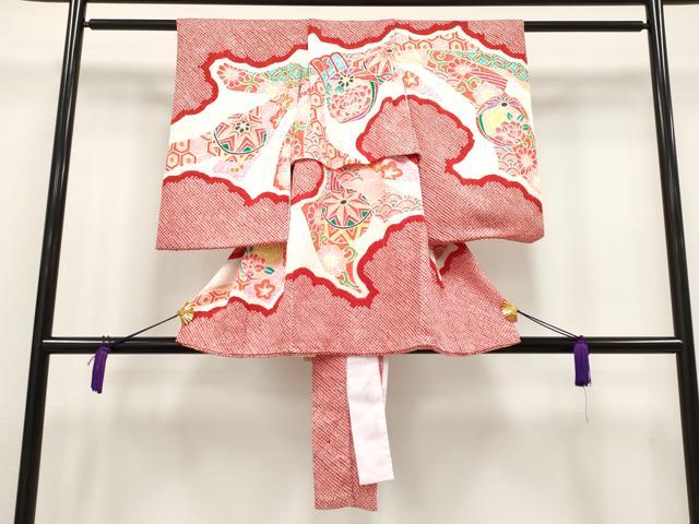 平和屋着物■極上 七五三 女の子 3歳 祝着・長襦袢セット 総絞り 鞠花文 逸品 CYAA3910s5