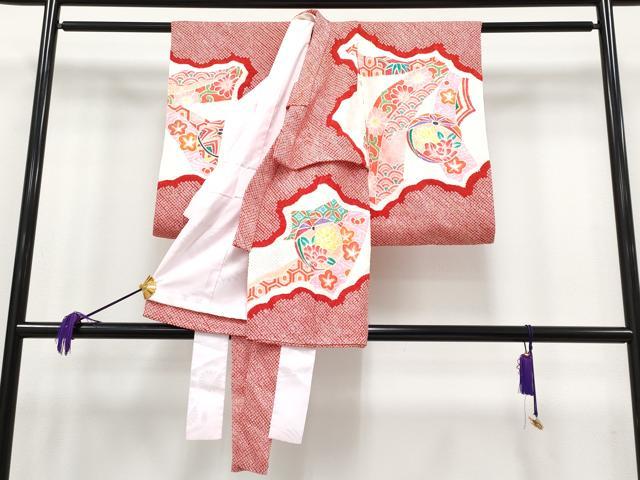 平和屋着物■極上 七五三 女の子 3歳 祝着・長襦袢セット 総絞り 鞠花文 逸品 CYAA3910s5