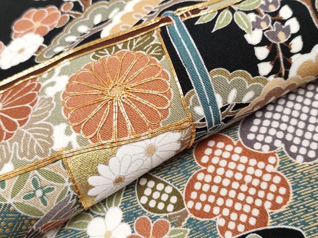 平和屋着物●極上 創業460年・千總 黒留袖 駒刺繍 御所車飛鶴花文 金彩 三越扱い 逸品 CYAA3941s5