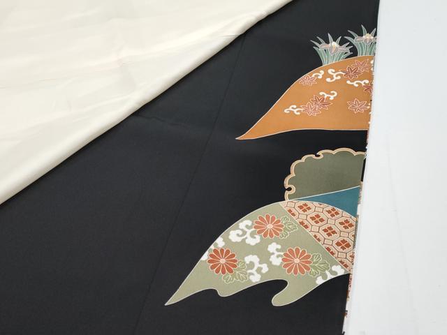 平和屋着物●極上 創業460年・千總 黒留袖 駒刺繍 御所車飛鶴花文 金彩 三越扱い 逸品 CYAA3941s5