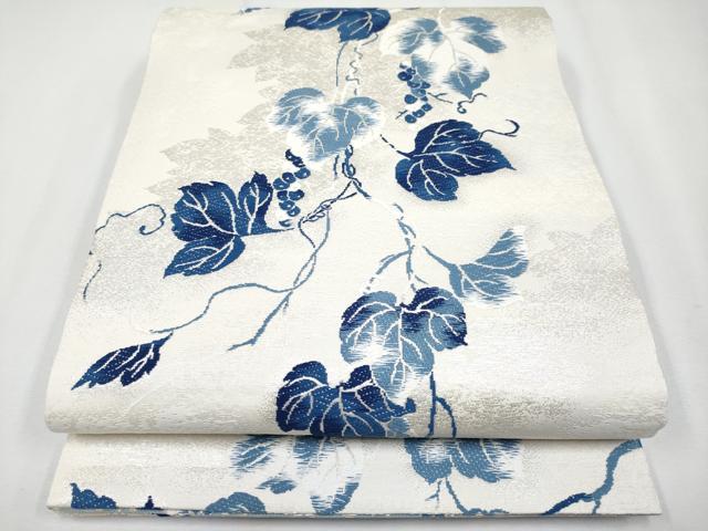 平和屋着物●極上 丸帯 唐織 本藍 横段吉祥文 銀糸 逸品 CYAA3985s6