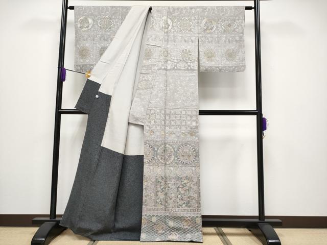 平和屋本店●極上 中国三大刺繍 スワトウ相良刺繍 総刺繍 訪問着 動物花唐草文 潤色地 逸品 CYAA4011s6