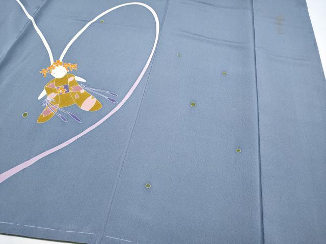 平和屋本店●極上 世界的人形師 辻村寿三郎 ジュサブロー 訪問着 刺繍 兎 薄花色地 逸品 未使用 CYAA4035s6