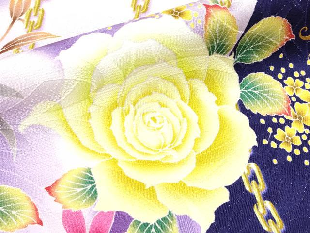 平和屋着物●極上 振袖 刺繍 花蝶文 暈し染め 銀通し地 逸品 CYAA4044s6