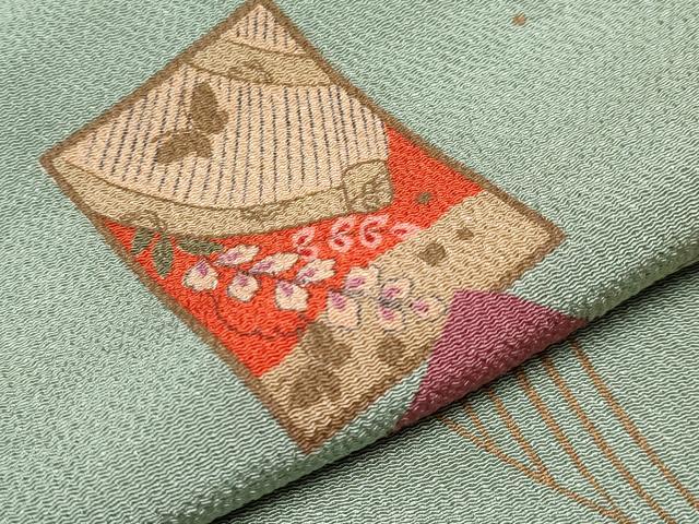 平和屋着物●極上 人形作家・ホリヒロシ 小紋 かるた 岩井茶色 反端付き 逸品 未使用 CYAA4050s6