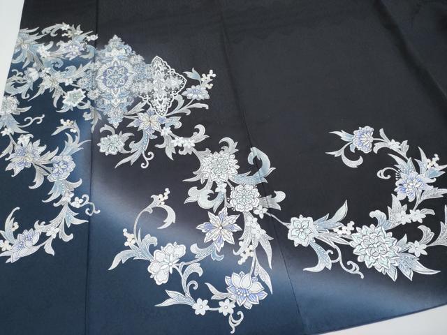 平和屋本店●極上 金彩友禅 卓越技能者・名工・和田光正監修 京金彩 華陽 訪問着 更紗花唐草文 暈し染 黒地 金銀彩 逸品 CYAA4051s6
