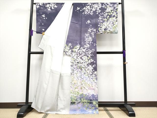 平和屋本店●極上 訪問着 富士山 枝垂れ桜 暈し染め 銀通し地 逸品 CYAA4052s6
