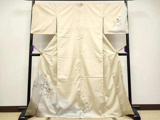 平和屋着物●極上 訪問着 本場染大島紬 フクロウ 浅黄色地 逸品 CYAA4054s6
