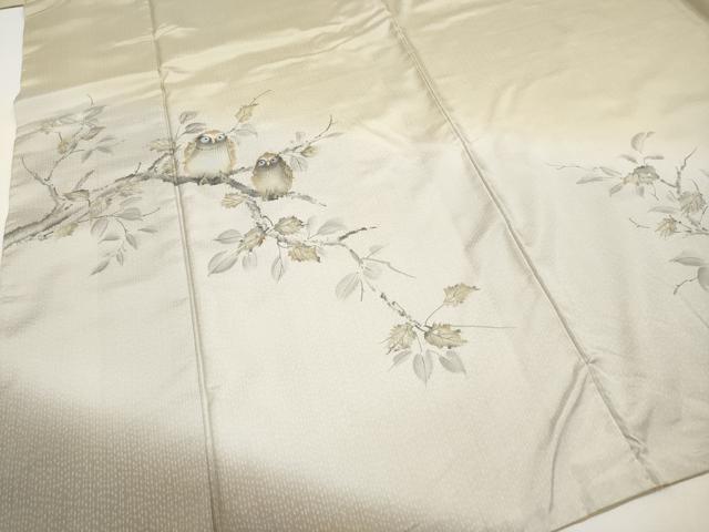 平和屋着物●極上 訪問着 本場染大島紬 フクロウ 浅黄色地 逸品 CYAA4054s6