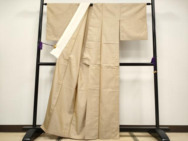 平和屋本店▽極上 山下八百子 本場黄八丈 単衣 市松綾織 紬 逸品 CYAA4055s6