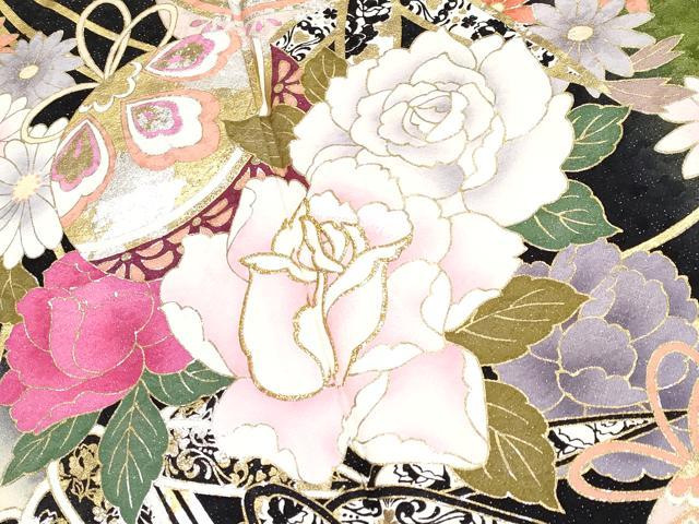 平和屋着物●極上 振袖 刺繍 薬玉花文 暈し染め 銀通し地 逸品 CYAA4058s6