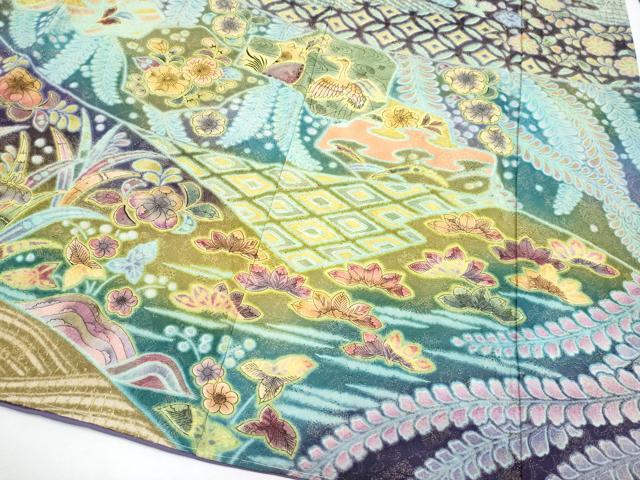 平和屋本店●極上 訪問着 絞り 辻が花 暈し染め 金通し地 逸品 未使用 CYAA4063s6