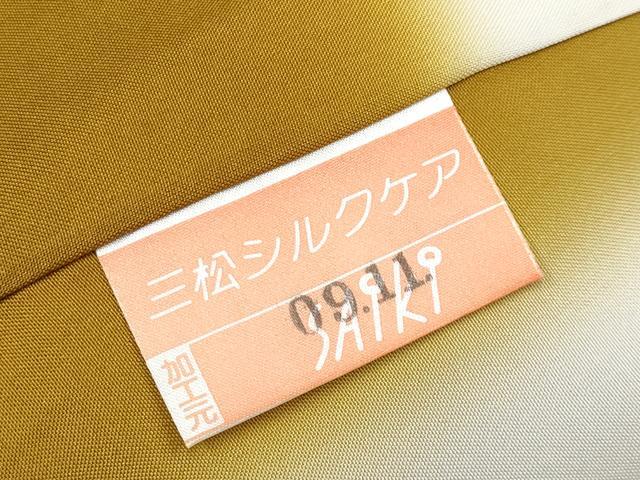 平和屋着物●極上 紬 背抜き仕立て コウモリ 笹 黒地 金彩 逸品 未使用 CYAA4065s6