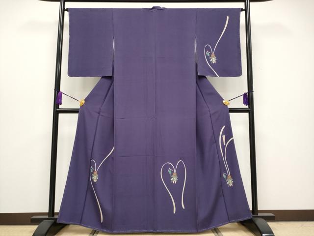 平和屋本店●極上 世界的人形師 辻村寿三郎 ジュサブロー 訪問着 兎 深紫色地 逸品 未使用 CYAA4067s6