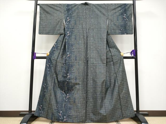 平和屋着物●極上 本場大島紬 訪問着 流水枝梅文 さが美扱い 逸品 CYAA4076s6