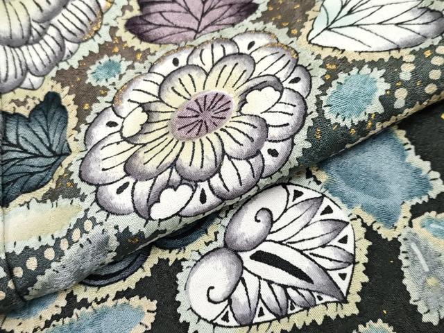 平和屋着物●極上 訪問着 辻が花 暈し染め 金彩 黒緑色地 逸品 未使用 CYAA4077s6