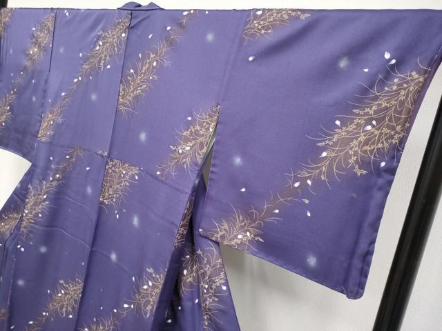 平和屋着物●極上 小紋 舞花びら 金彩 蛍暈し 菫色地 逸品 未使用 CYAA4081s6