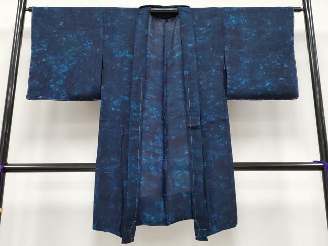 平和屋本店▽極上 阿波藍 天然灰汁建 藍染工房・こんや スリーシーズン塵除 長羽織 京都きもの友禅扱 証紙・反端付 逸品 未使用 CYAA4117s6