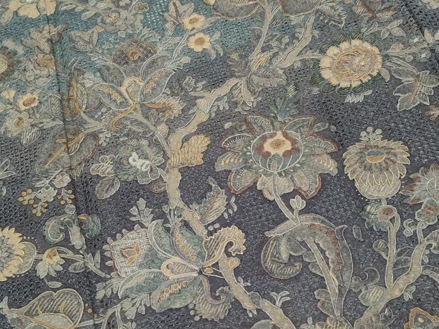 平和屋本店●極上 中国三大刺繍 スワトウ刺繍 総刺繍 訪問着 更紗花唐草文 暈し染め 錆鉄御納戸色 さが美扱い 逸品 CYAA4927s6